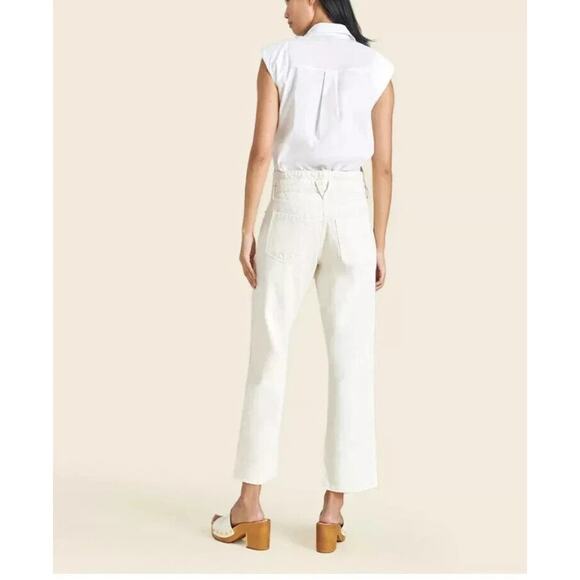 Veronica Beard Blake Classic Straight High Rise Cropped Ecru Ivory Jeans Size 30 - Picture 1 of 15
